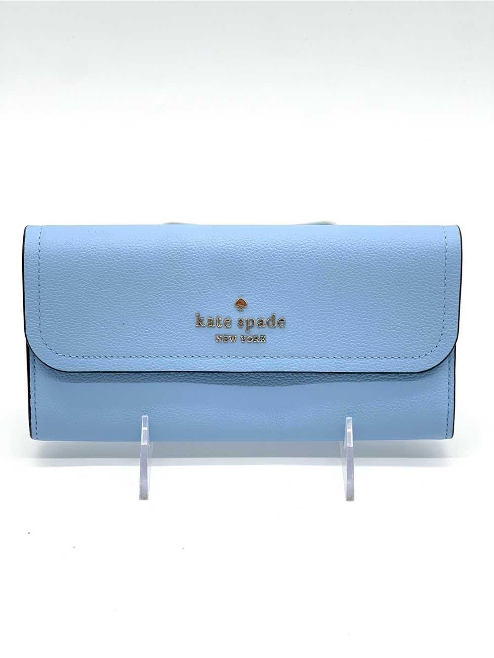 Kate Spade Rosie Large Blue Pebbled Leather Continental Wallet with Gold Logo
